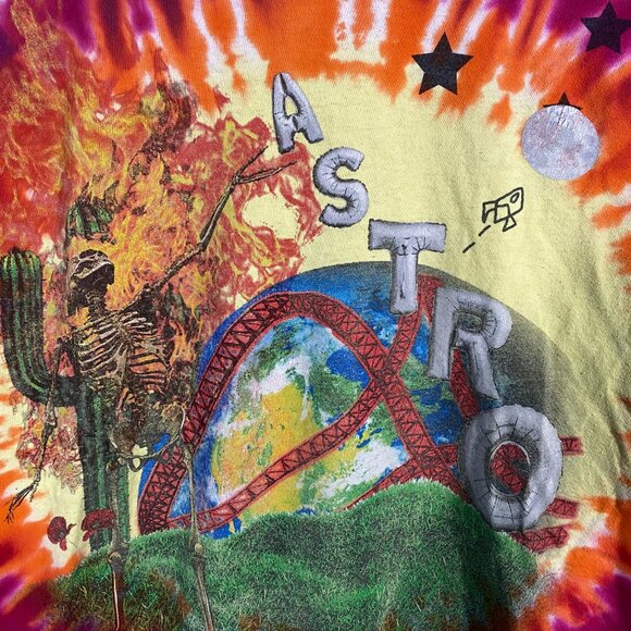 Travis Scott Astroworld Tie-Dye Smiley Tour T-Shirt Size L - Picture 2 of 7